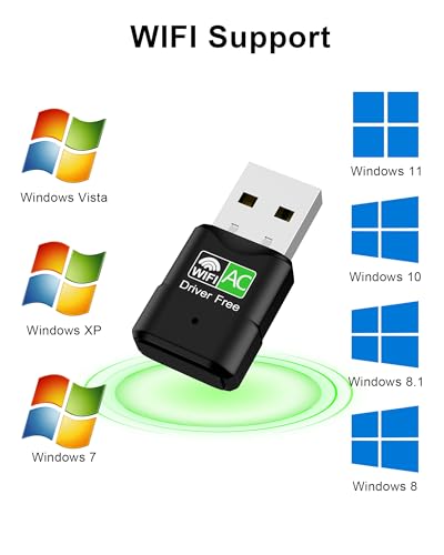 USB WiFi Adapter for Desktop PC, RENGOGA 600Mbps Dual Band 2.4G 5.8G Wireless WiFi Adapter for Laptop, Wireless Network Support Windows 11/10/8/7/Xp, USB Dongle for PC